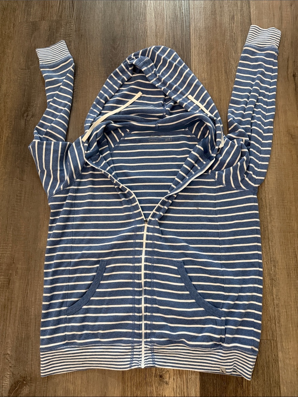 Eddie Bauer Blue and White Striped Zip Hoodie